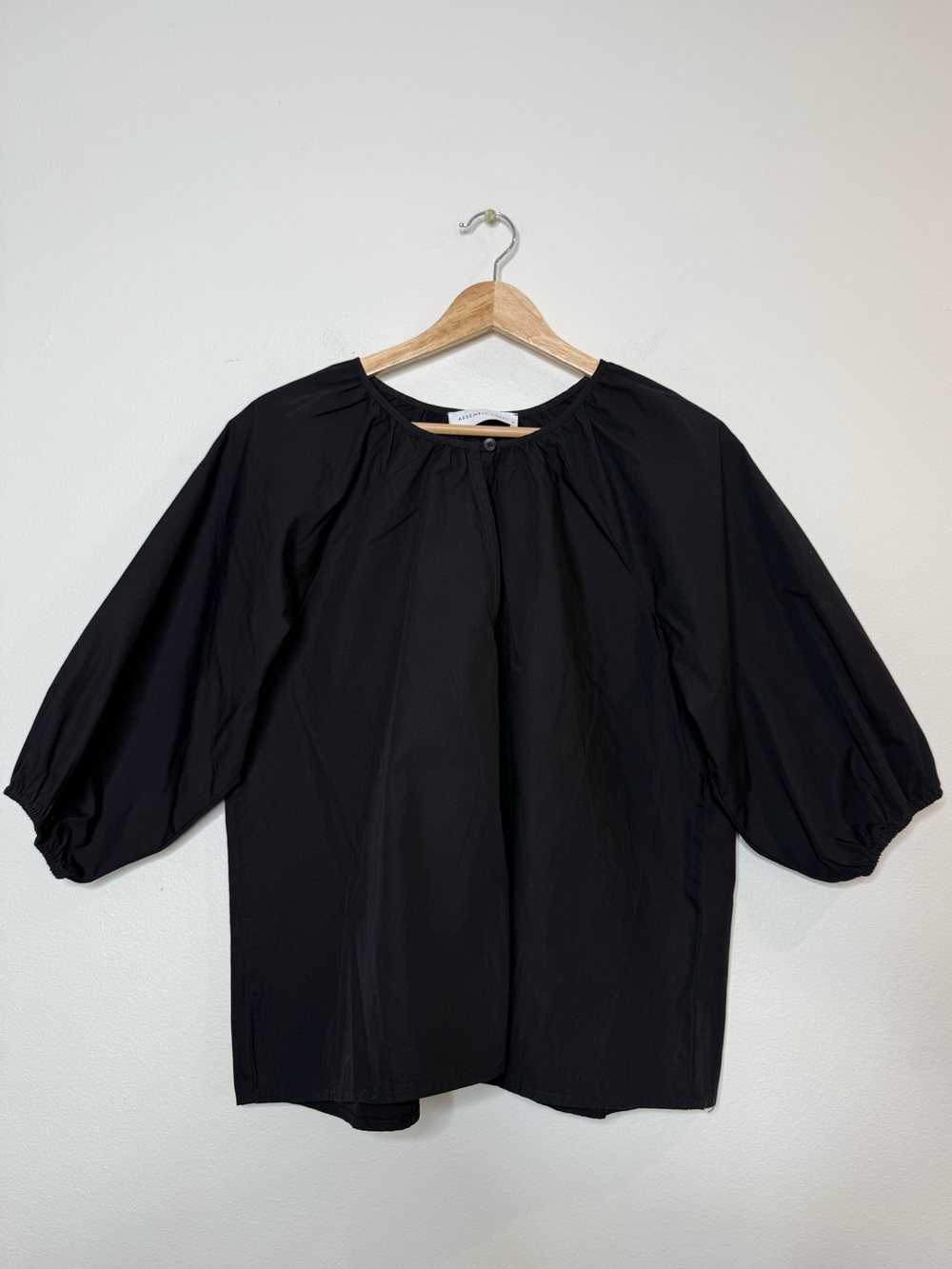 Assembly Label Puff Sleeve Minimalist Drapey 100% Cotton top size 6